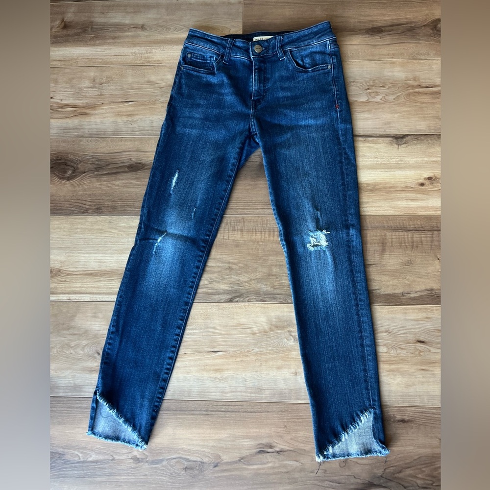 Warp + Weft Blue Skinny Jeans with Distressed Details